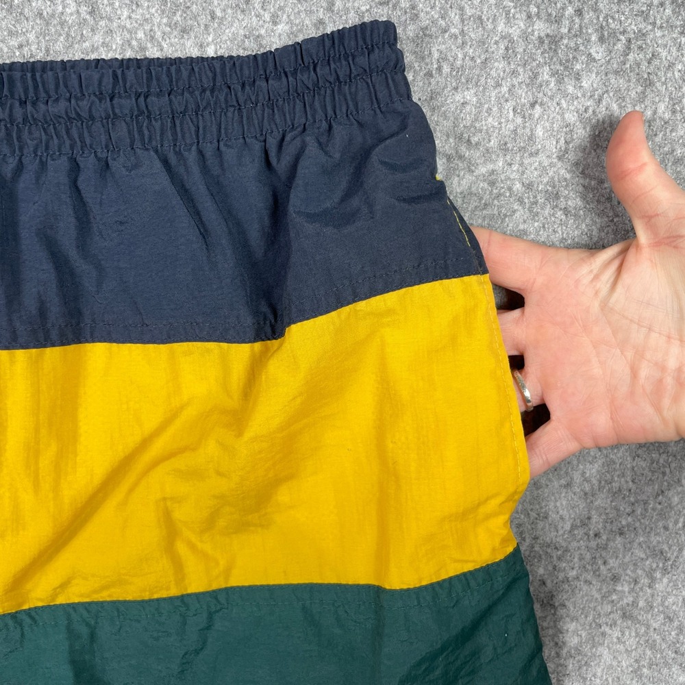 Adolfo Sport Swim Trunks Mens Medium Blue Yellow Green Colorblock Mesh Lined 5" - Picture 6 of 8